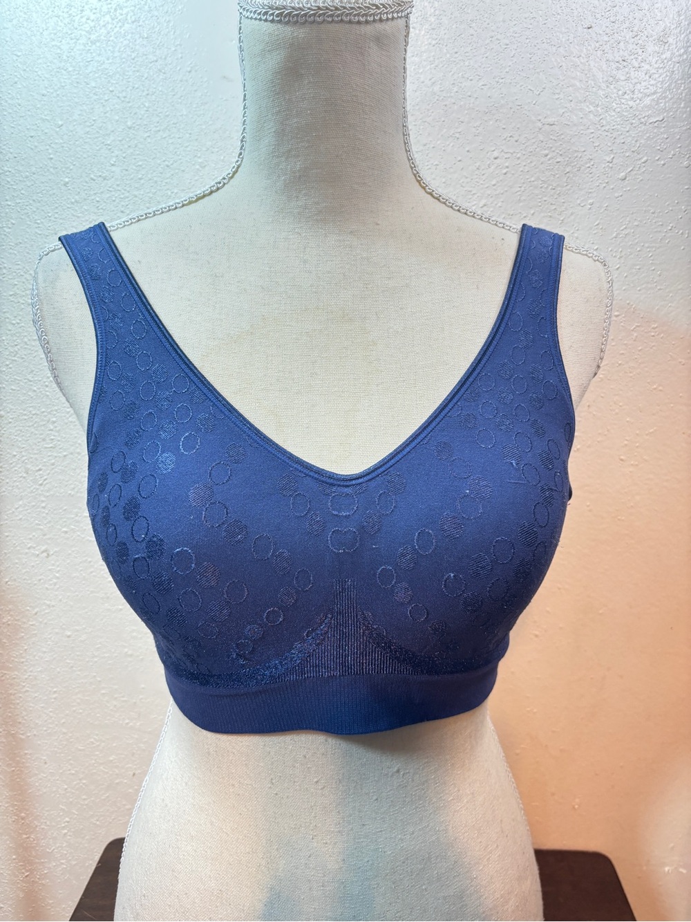 Bali Navy Bralette with Subtle Circle Texture